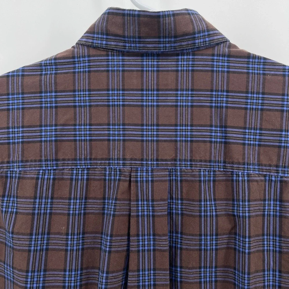 Cinch Button Down Shirt Mens M Brown Blue Plaid MTW1103151 Long Sleeve Pocket